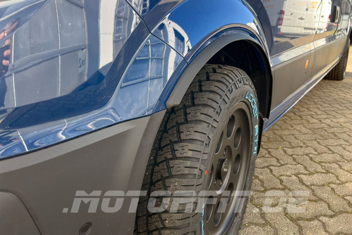 VW Crafter Grand California mit Delta Felgen, All-Terrain Reifen, Luftfederung und Auflastung