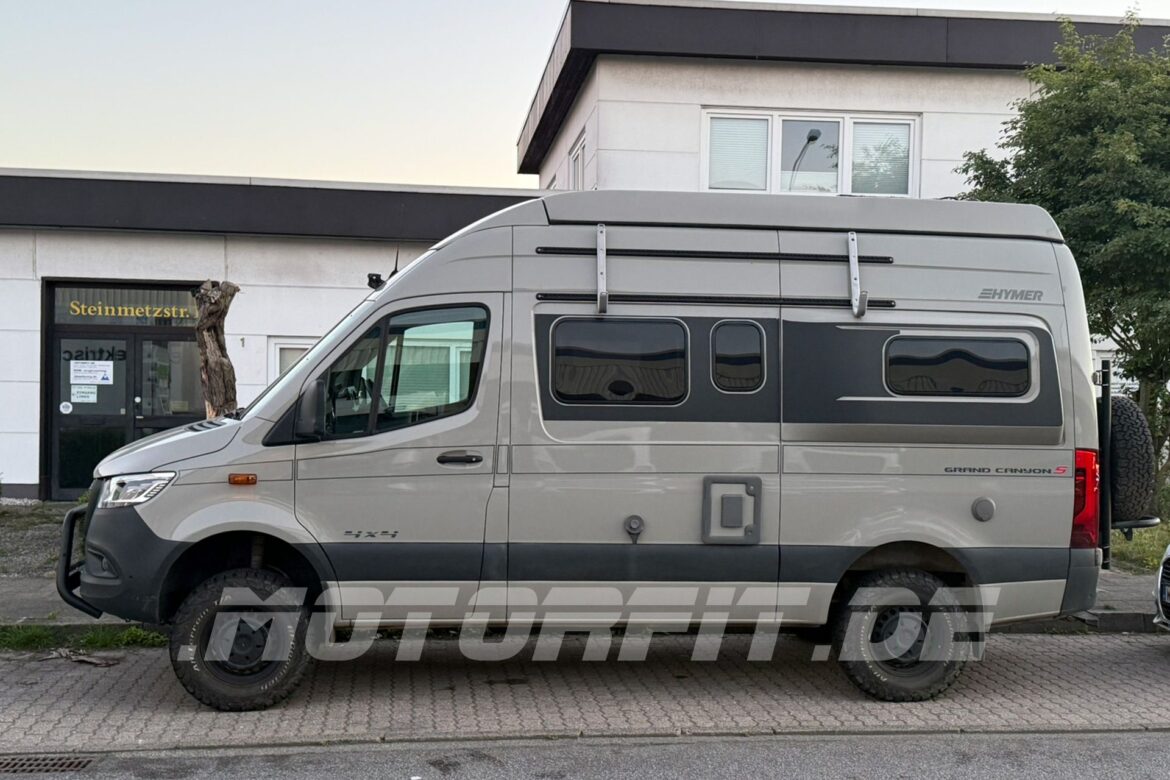 Luftfederung W907 Hymer Grand Canyon S - vorher: Fahrzeug hängt hinten extrem runter
